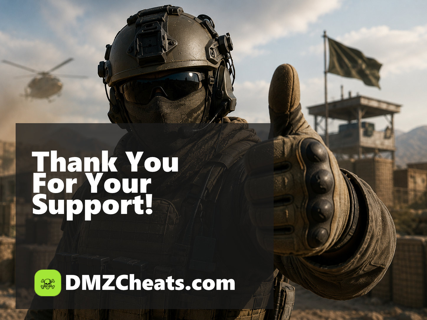 The DMZ Cheats operator giving a thumbs up